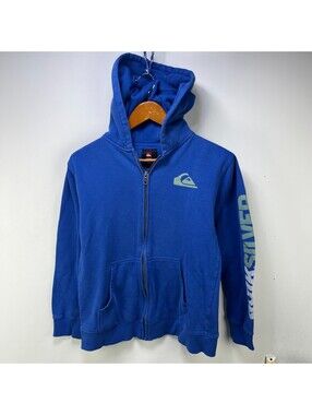 Vintage Quiksilver Blue Full Zip Hoodie Y2K Youth L